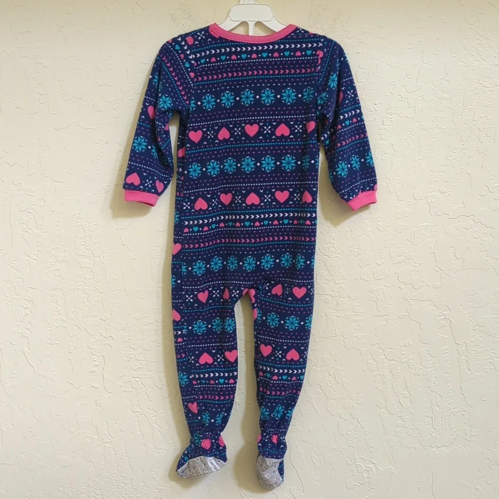 3/$20🌟 Carter's Girls Fair Isle Fleece Long-Sleeve Loose Fit Footed Pajamas 3T